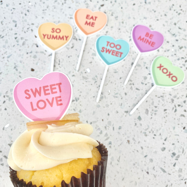 Conversation Hearts Cupcake Toppers