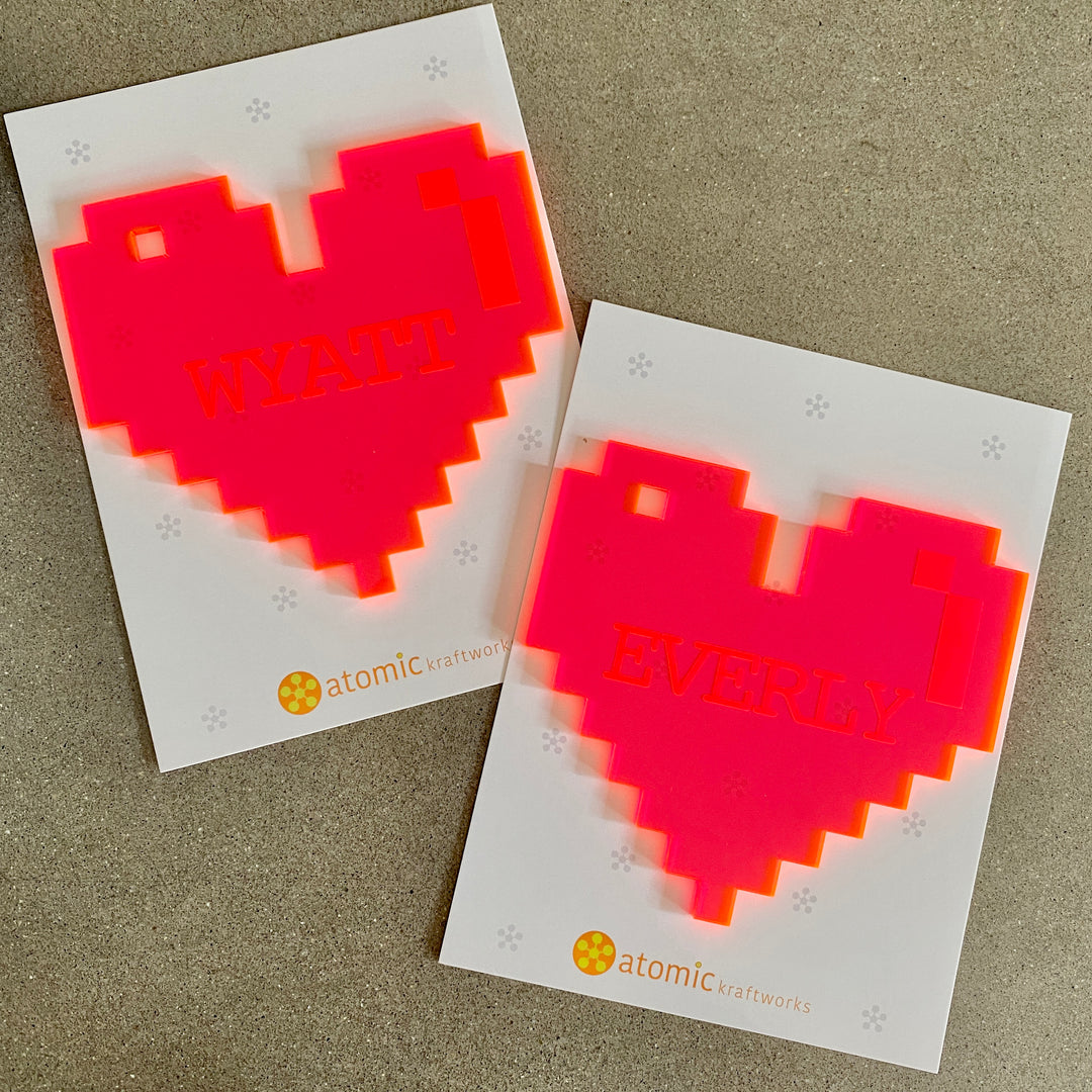 8-Bit Valentine's Name Bag Tags (customizable)