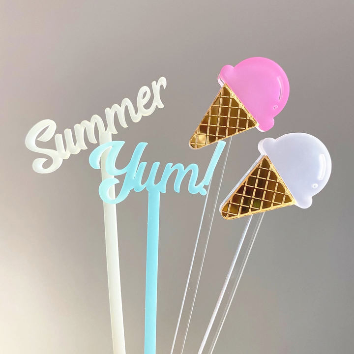 Script Text Stir Sticks for Cocktails and Events