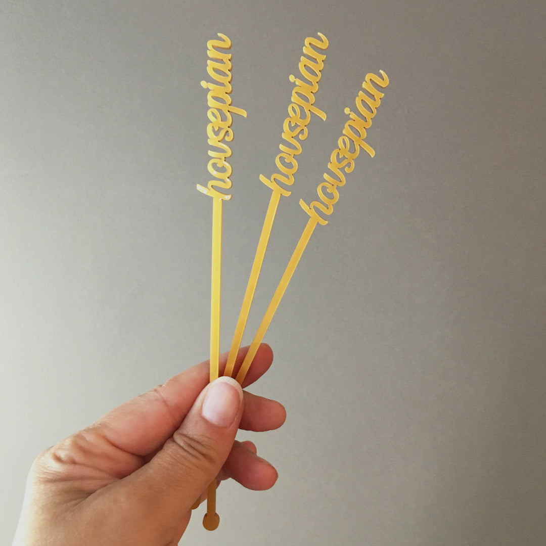 Script Text Stir Sticks for Cocktails and Events
