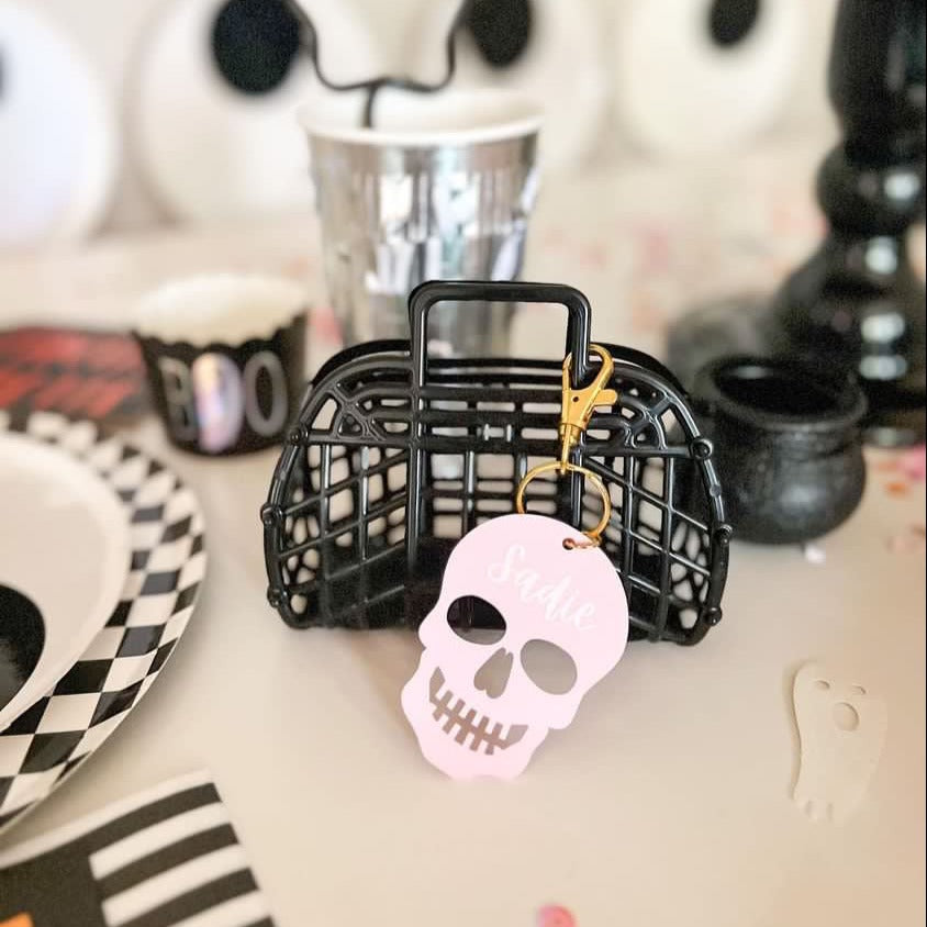 Skull Halloween Name Bag Tags (customizable)