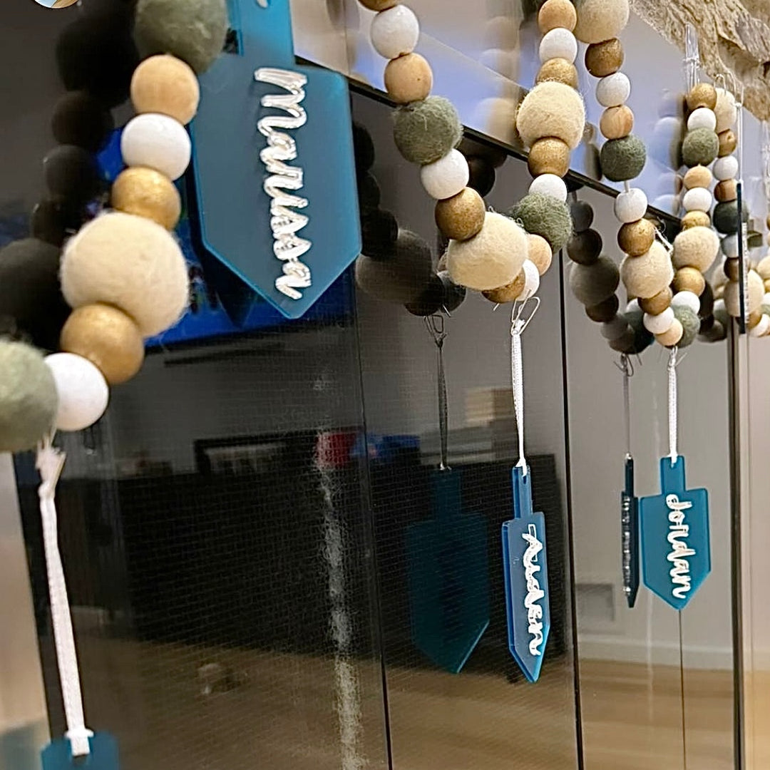 Hanukkah Dreidel Custom Name Tags