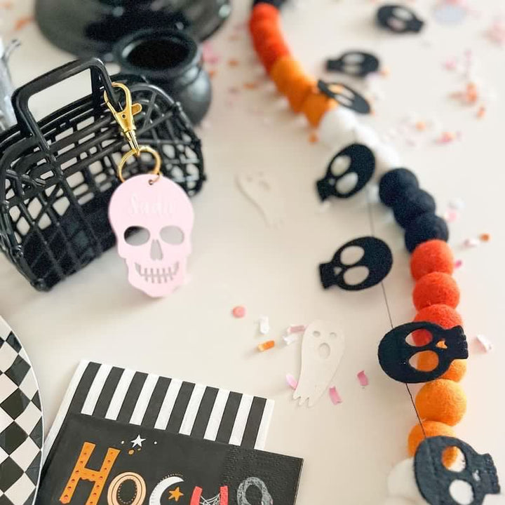 Skull Halloween Name Bag Tags (customizable)