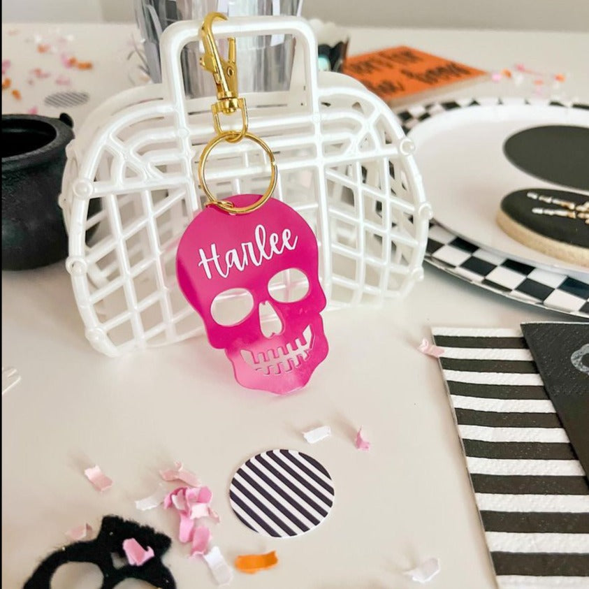 Skull Halloween Name Bag Tags (customizable)