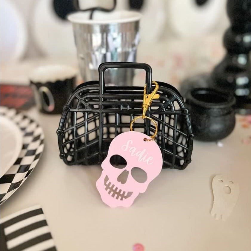 Skull Halloween Name Bag Tags (customizable)