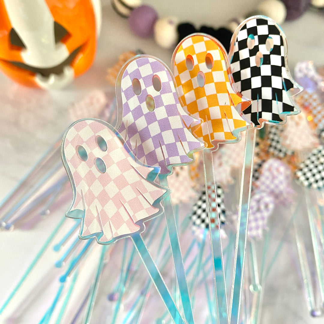 Groovy Ghosts Beverage Stir Sticks (4-Pack)