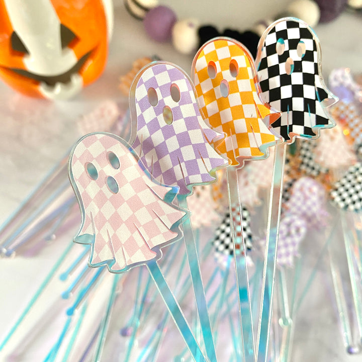 Groovy Ghosts Beverage Stir Sticks (4-Pack)