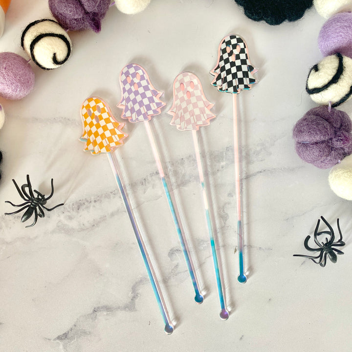 Groovy Ghosts Beverage Stir Sticks (4-Pack)