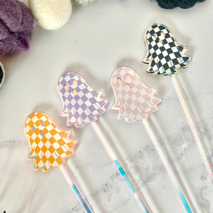 Groovy Ghosts Beverage Stir Sticks (4-Pack)