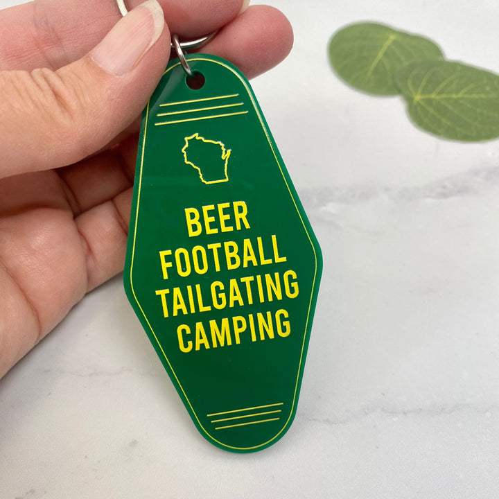 Beer Football Tailgating Camping Keychain