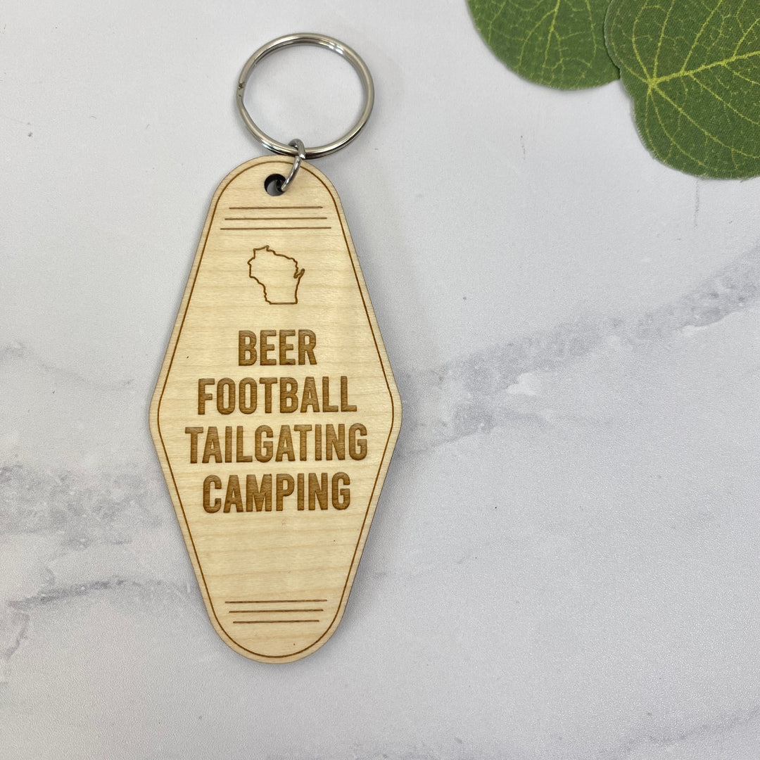 Beer Football Tailgating Camping Keychain