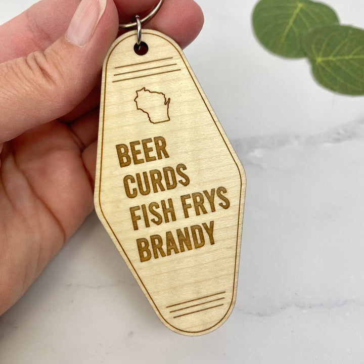 Beer Curds Fish Frys Brandy Keychain