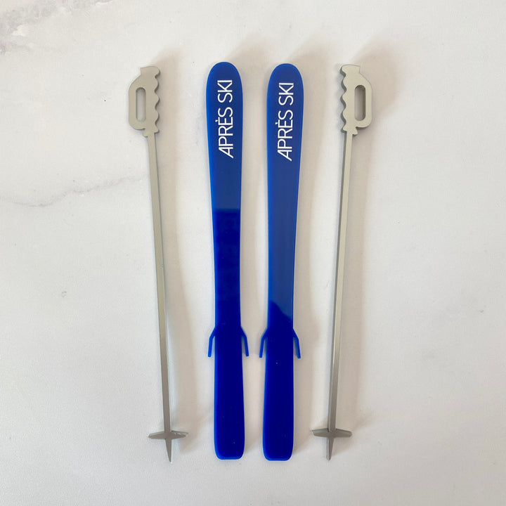 Aprés Ski Skis & Poles Stir Sticks (customizable)
