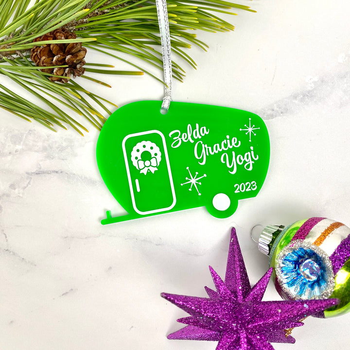 Vintage Trailer Christmas Ornament (customizable)