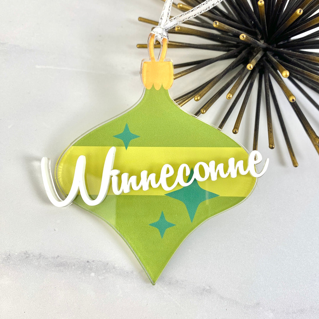 Vintage Bauble Wisconsin Cities Ornament (customizable)
