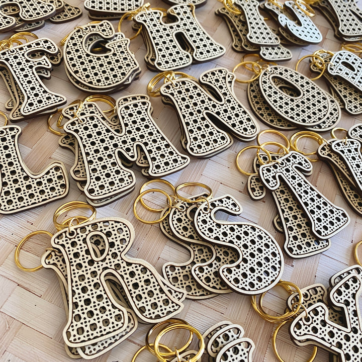 Rattan Groovy Letter Stocking Tag or Keychain