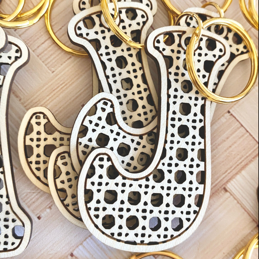 Rattan Groovy Letter Stocking Tag or Keychain