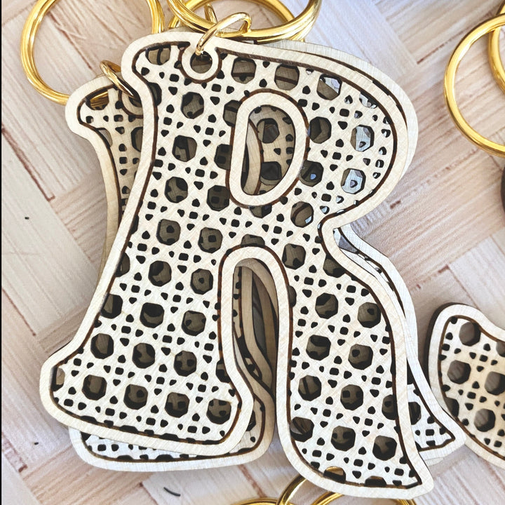 Rattan Groovy Letter Stocking Tag or Keychain