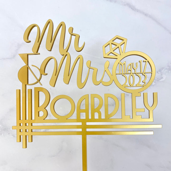 Art Deco Mr & Mrs Wedding Cake Topper