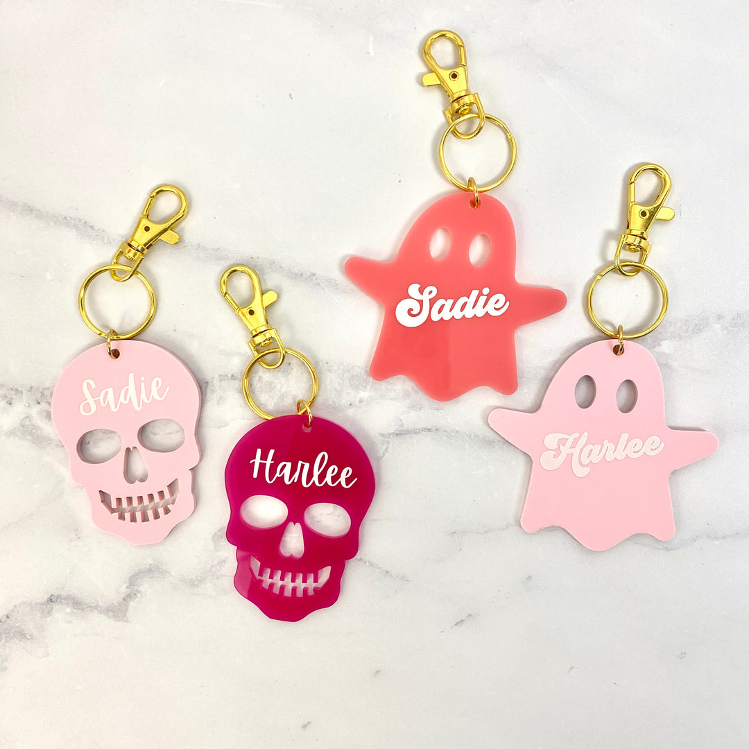 Skull Halloween Name Bag Tags (customizable)