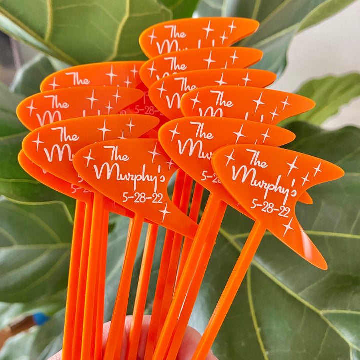 Custom Boomerang Text Stir Sticks