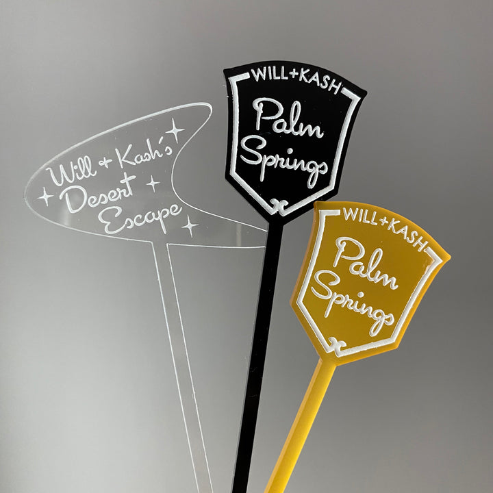 Custom Boomerang Text Stir Sticks