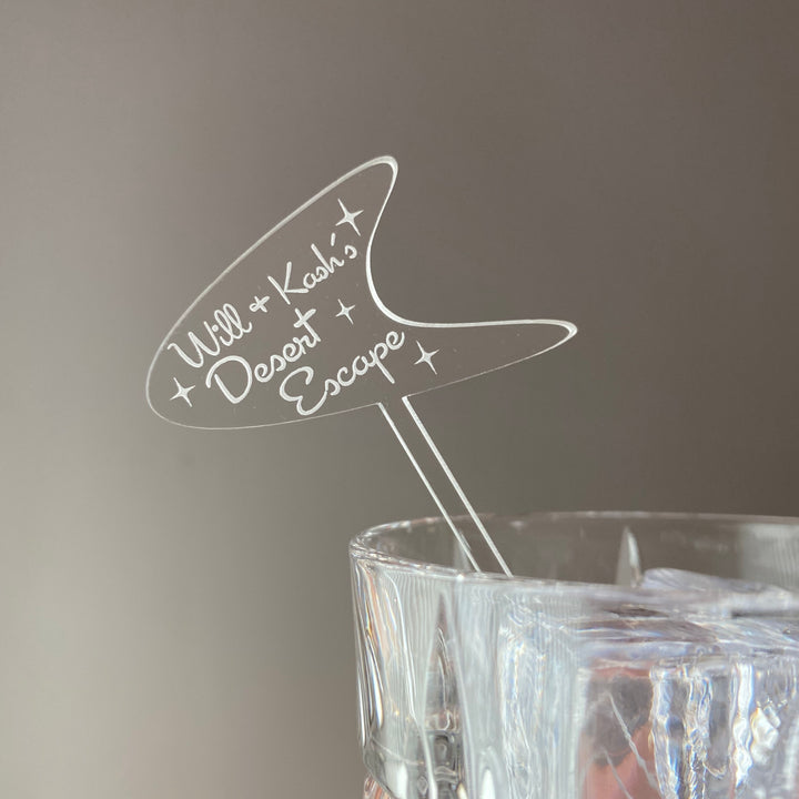 Custom Boomerang Text Stir Sticks