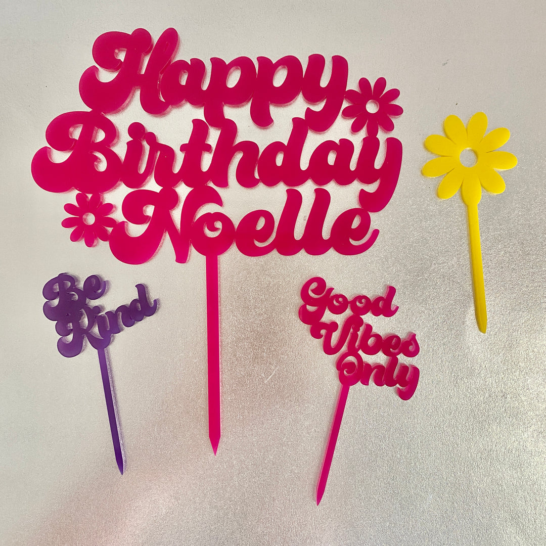 Retro Groovy Birthday Cake Topper
