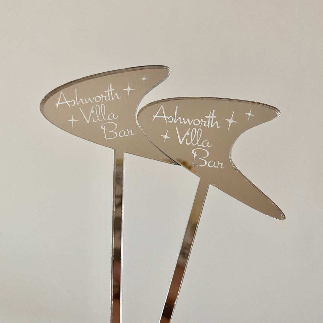Custom Boomerang Text Stir Sticks