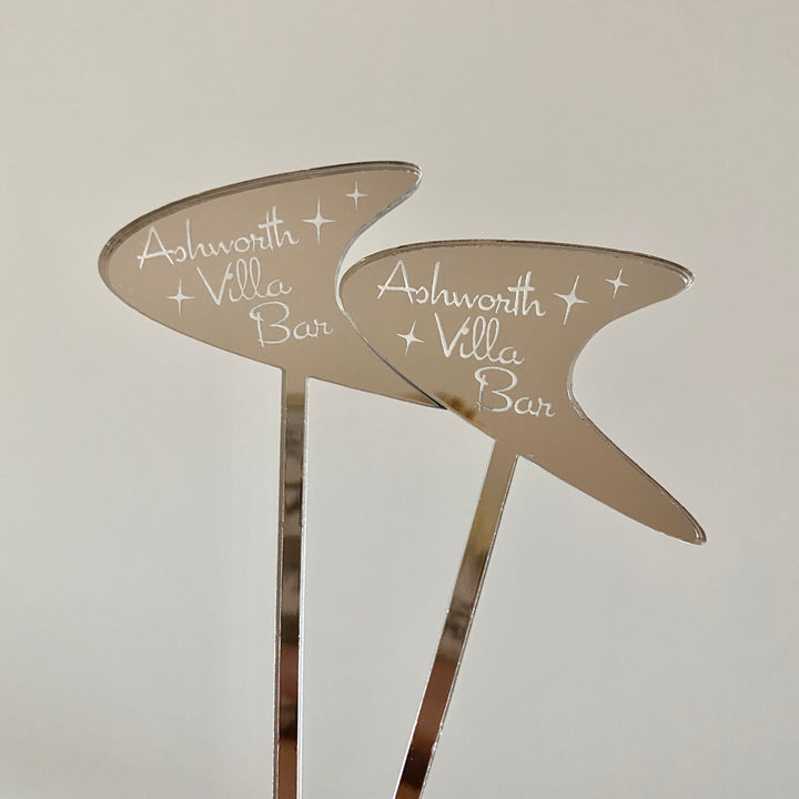 Custom Boomerang Text Stir Sticks