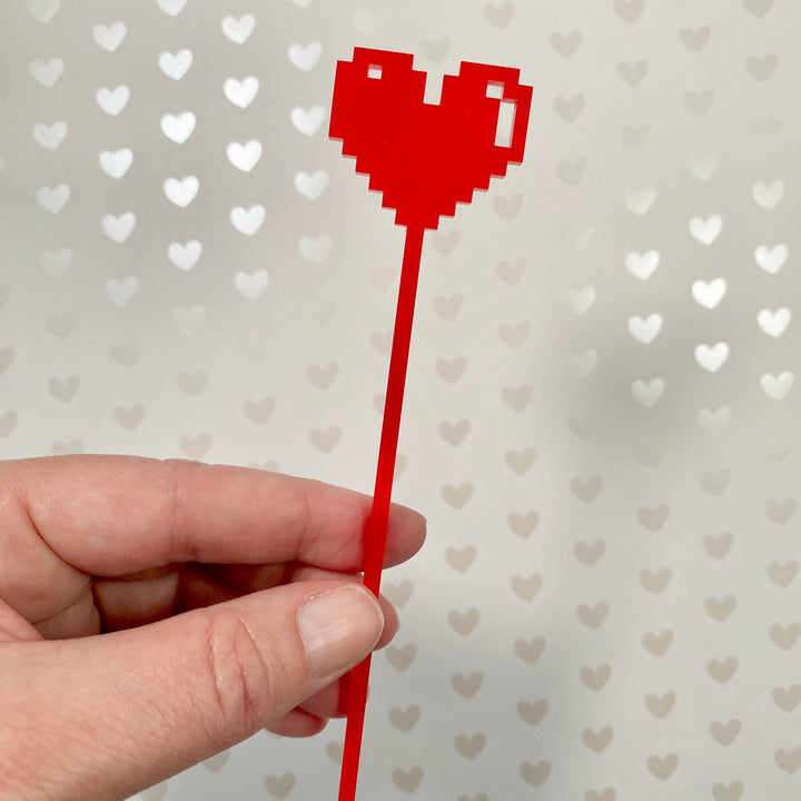Digital 8-Bit Heart Stir Sticks