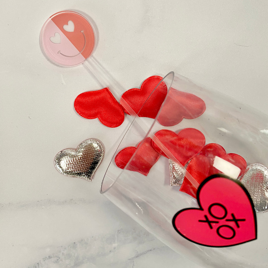 Happy Face Heart Eyes Color Split Stir Sticks