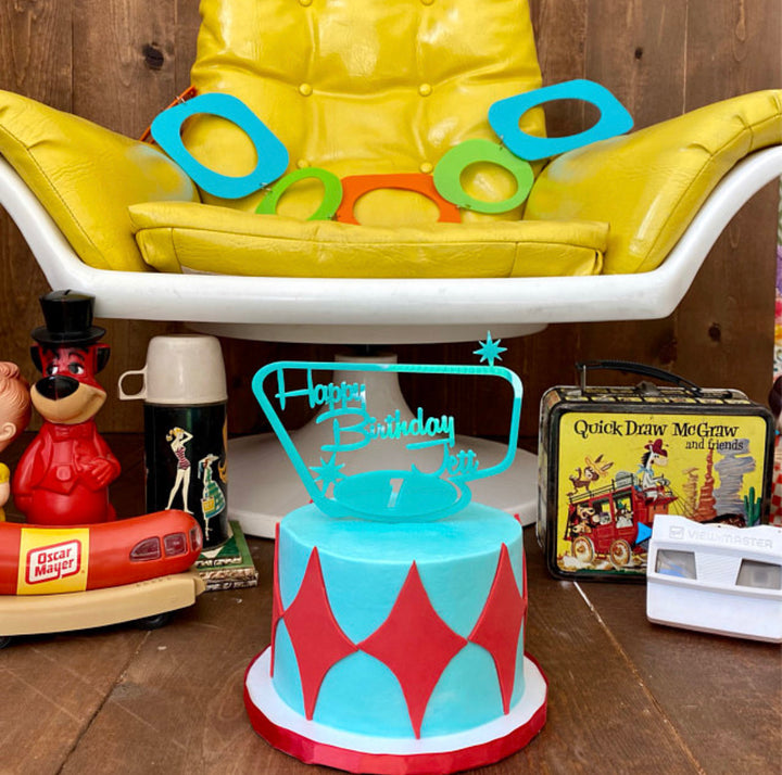 Mid Century Modern Birthday Cake Topper