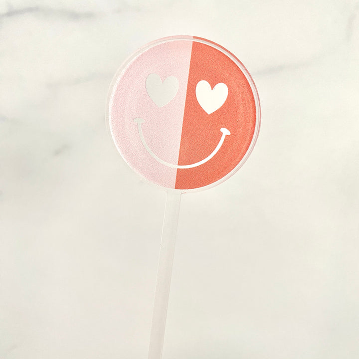 Happy Face Heart Eyes Color Split Stir Sticks