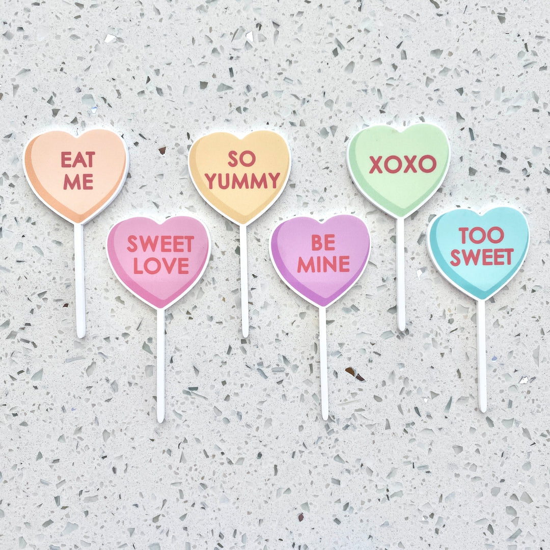 Conversation Hearts Cupcake Toppers