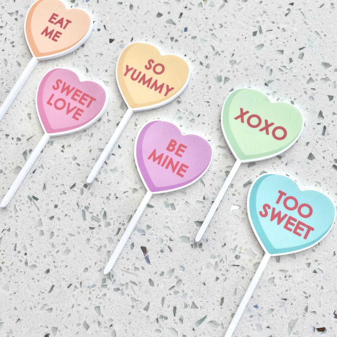 Conversation Hearts Cupcake Toppers