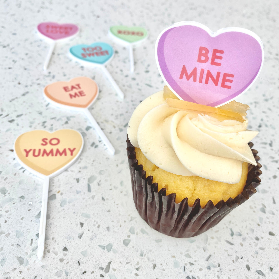 Conversation Hearts Cupcake Toppers