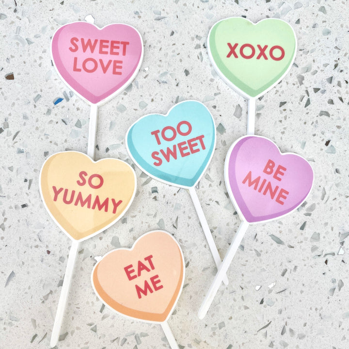 Conversation Hearts Cupcake Toppers