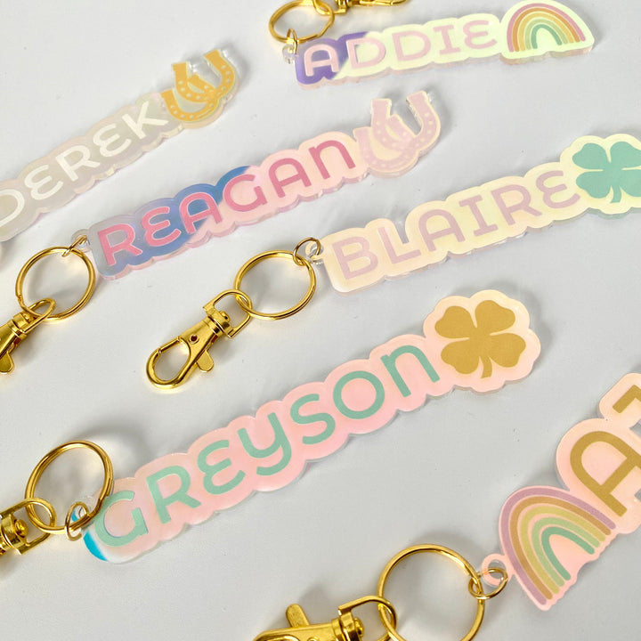 Iridescent Name Bag Tag or Keychain