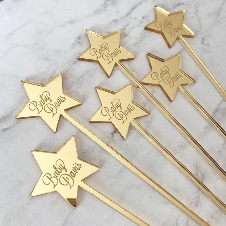 Custom Star Text Stir Sticks