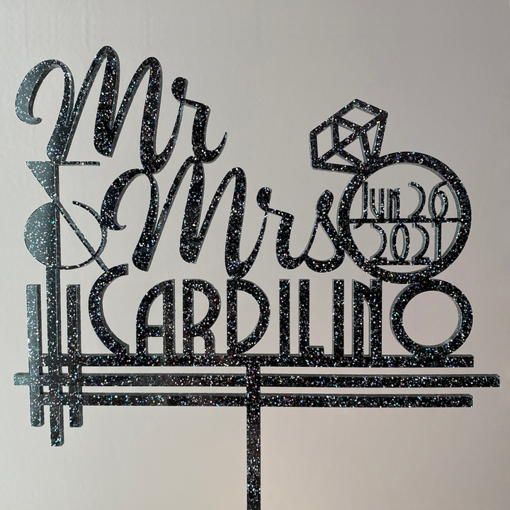 Art Deco Mr & Mrs Wedding Cake Topper