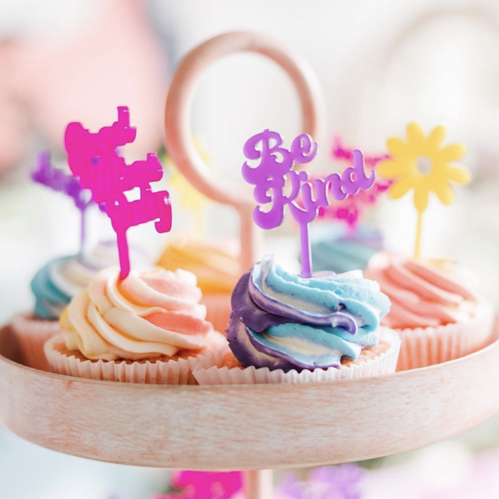 Custom Retro Groovy Text Cupcake Toppers