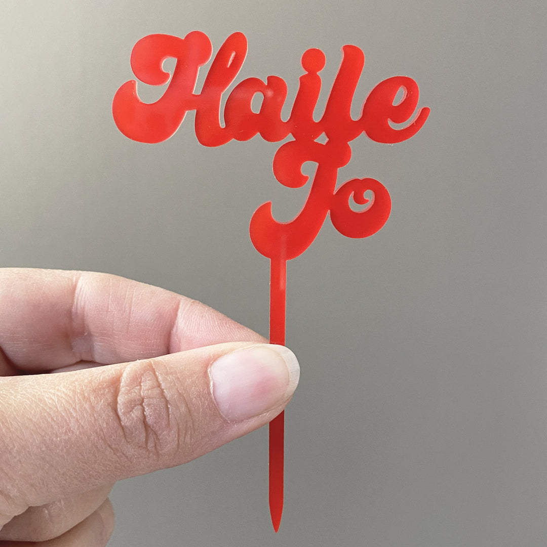 Custom Retro Groovy Text Cupcake Toppers