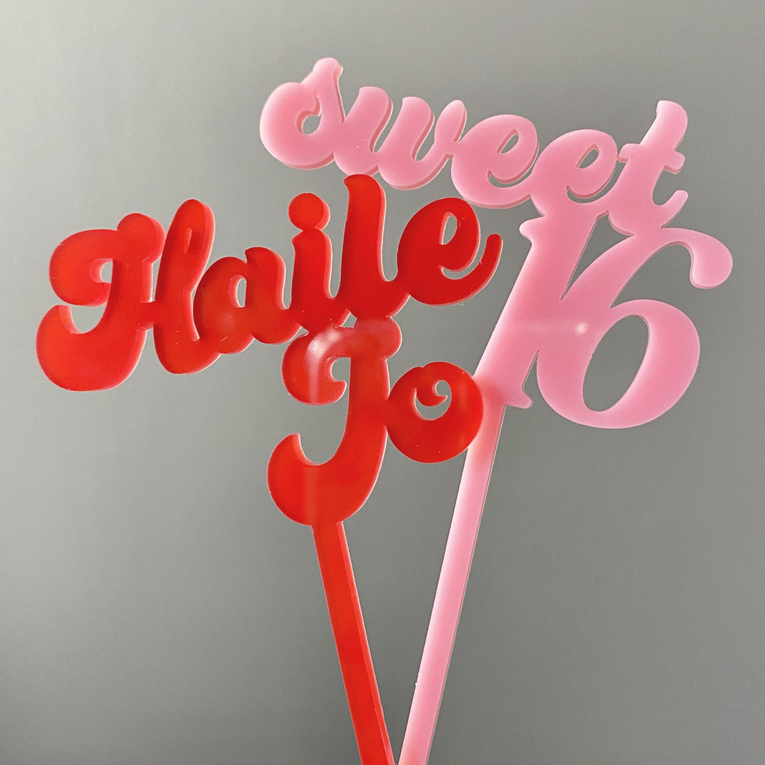 Custom Retro Groovy Text Cupcake Toppers