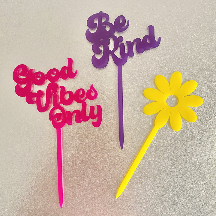Custom Retro Groovy Text Cupcake Toppers