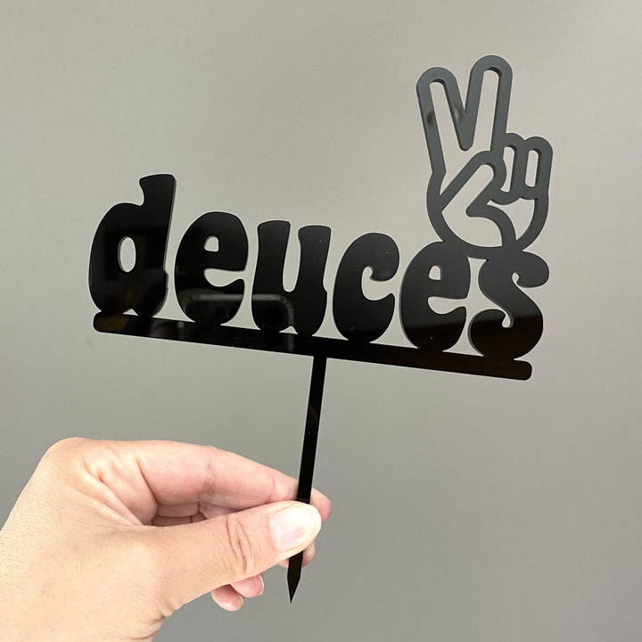 Deuces Two Retro Groovy Birthday Cake Topper