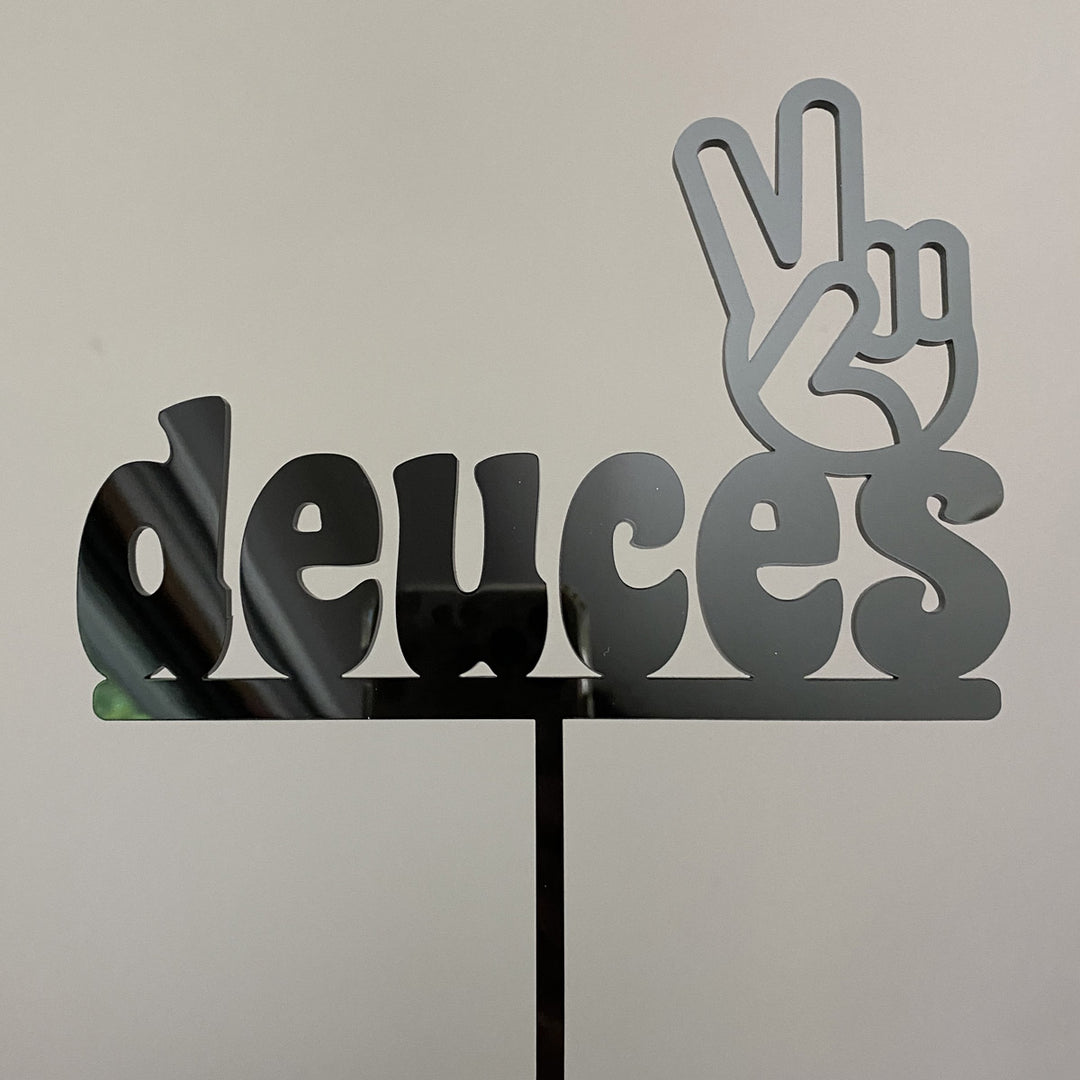 Deuces Two Retro Groovy Birthday Cake Topper