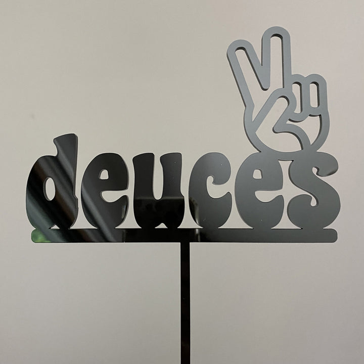 Deuces Two Retro Groovy Birthday Cake Topper