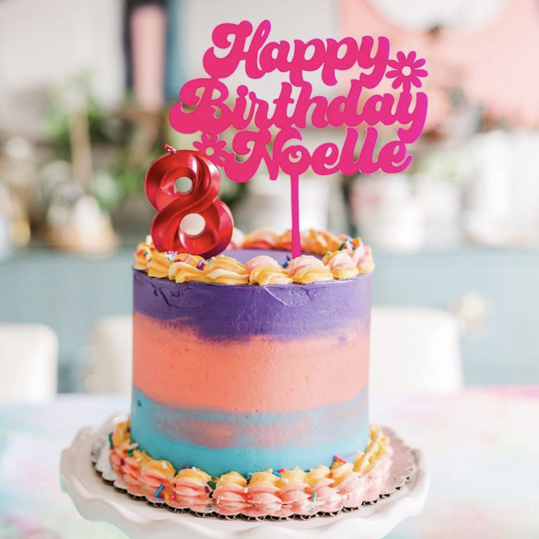 Retro Groovy Birthday Cake Topper