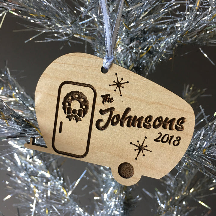 Vintage Trailer Christmas Ornament (customizable)